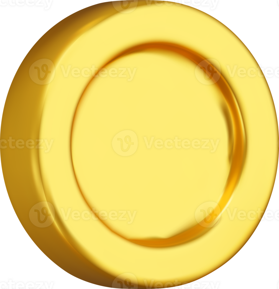 3D Shiny Gold Coin Icon png
