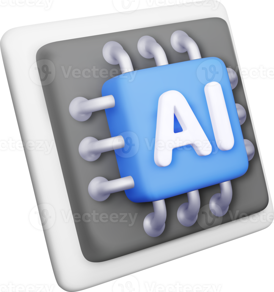 3d AI Chip. Artificial intelligence png