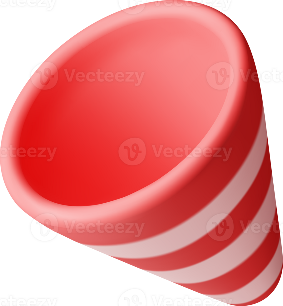 3D Red Empty Party Popper png