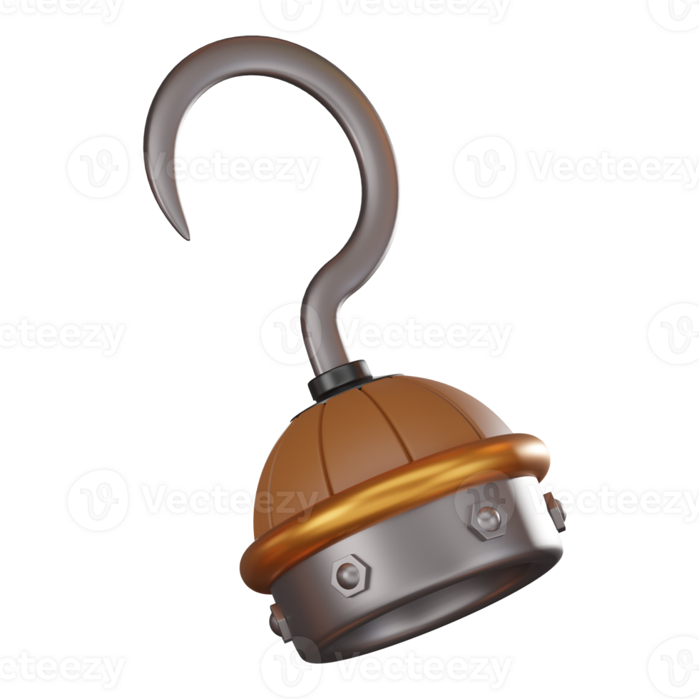 3D Render Pirate Hook Icon llustration png