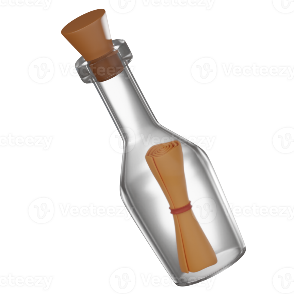 3D Render Message Bottle Icon llustration png