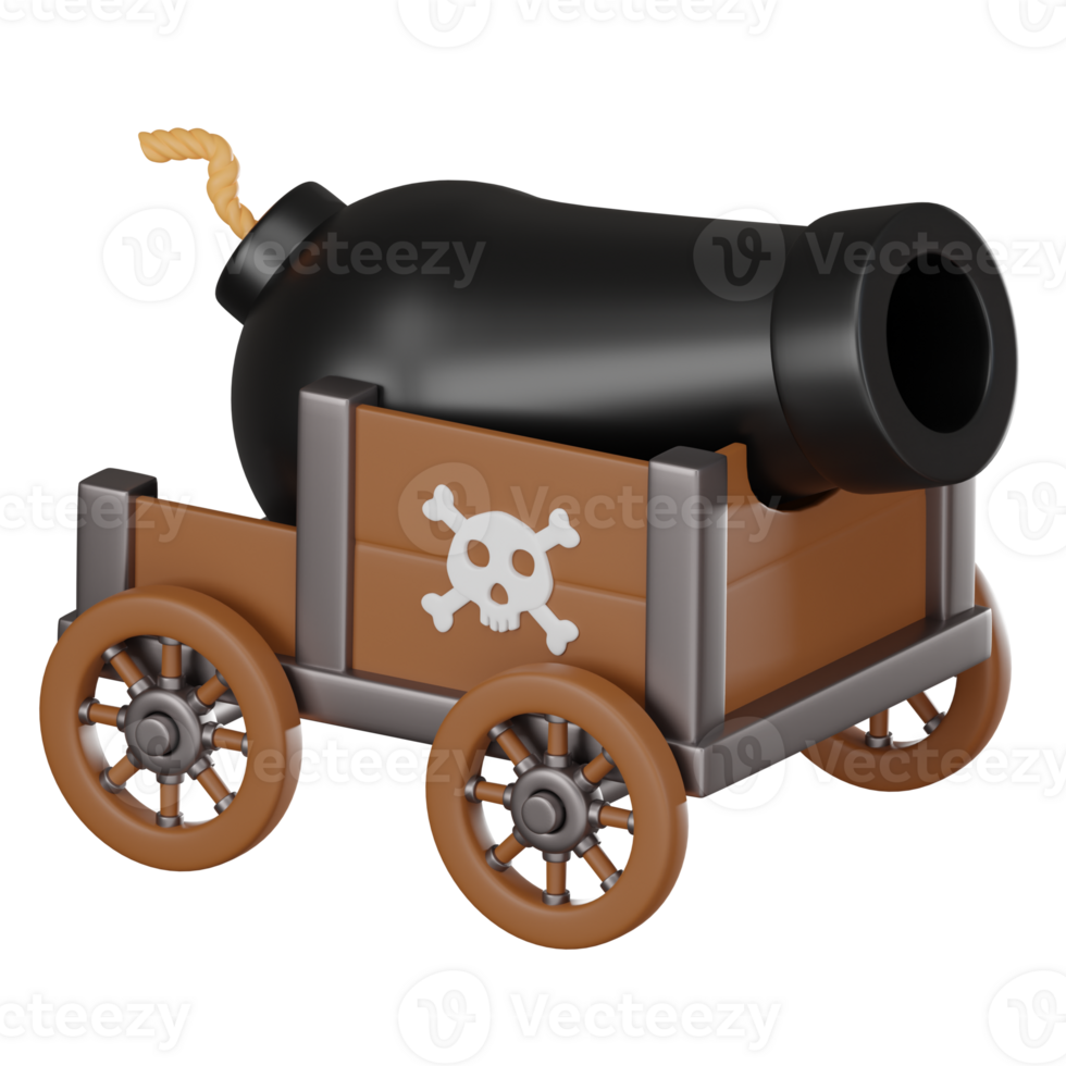 3D Render Pirate Cannon Icon llustration png