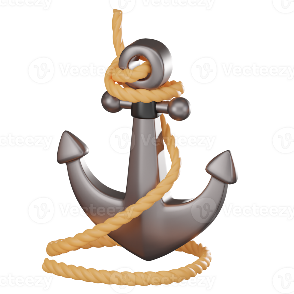 3D Render Anchor Marine Icon llustration png