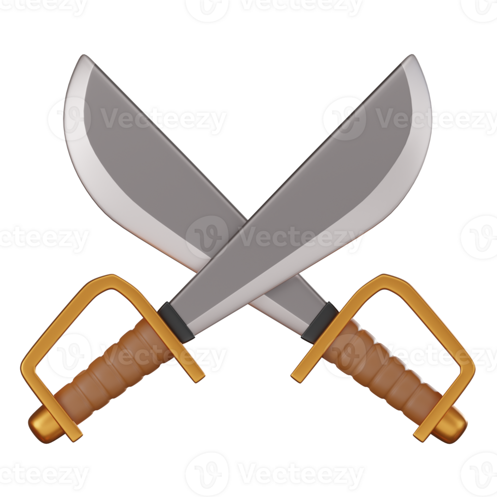 3D Render Pirates Sword Icon llustration png