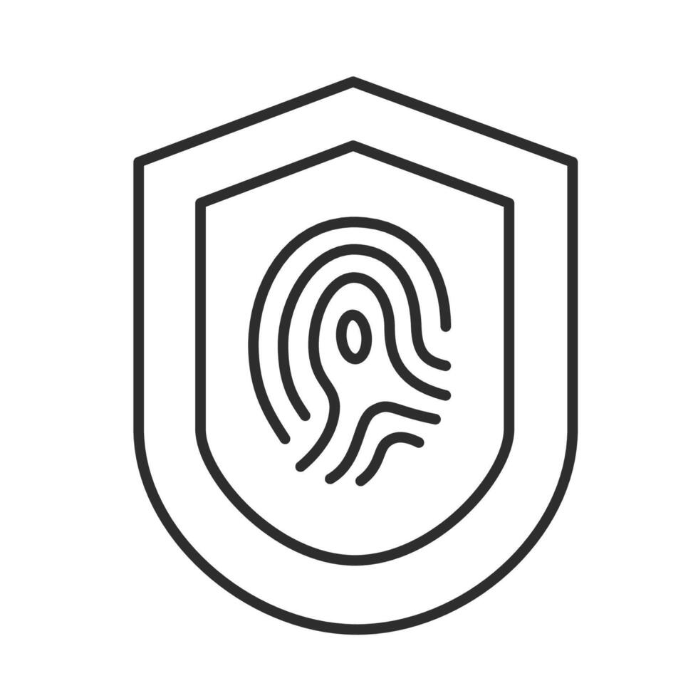 Fingerprint icon cybersecurity shield . vector
