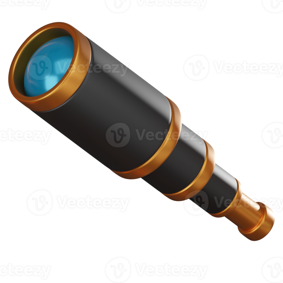 3D Render Antique Spyglass Retro Style Icon llustration png