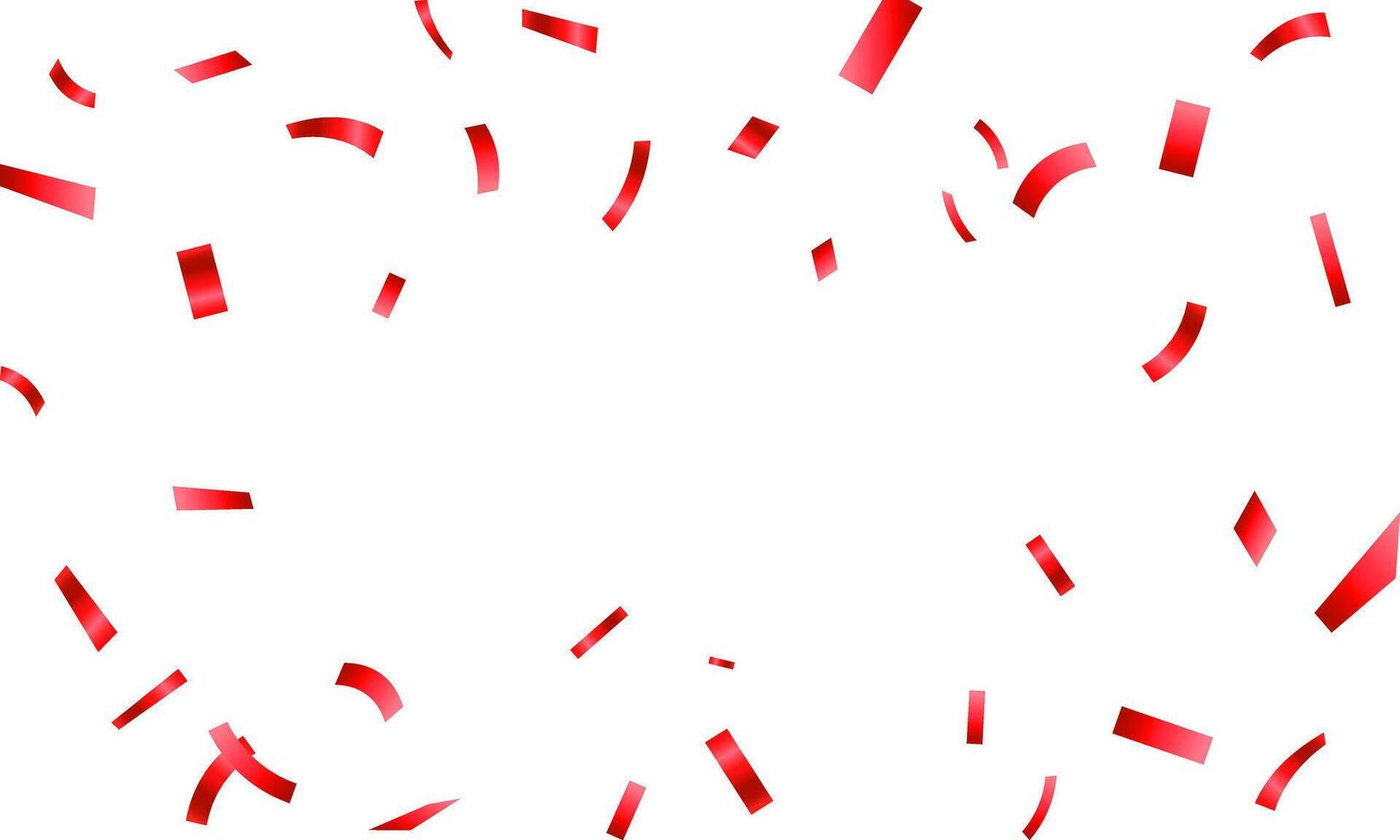 Celebration background template with confetti and red ribbons. Shiny carnival decoration. Bright festive tinsel of red color. vector