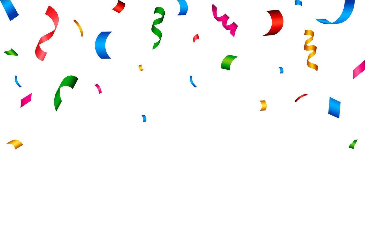 Confetti isolated on white. celebration party background design with colorful confetti and ribbons, Bright festive tinsel of Colorful color. Holiday, Carnival festivity, vector