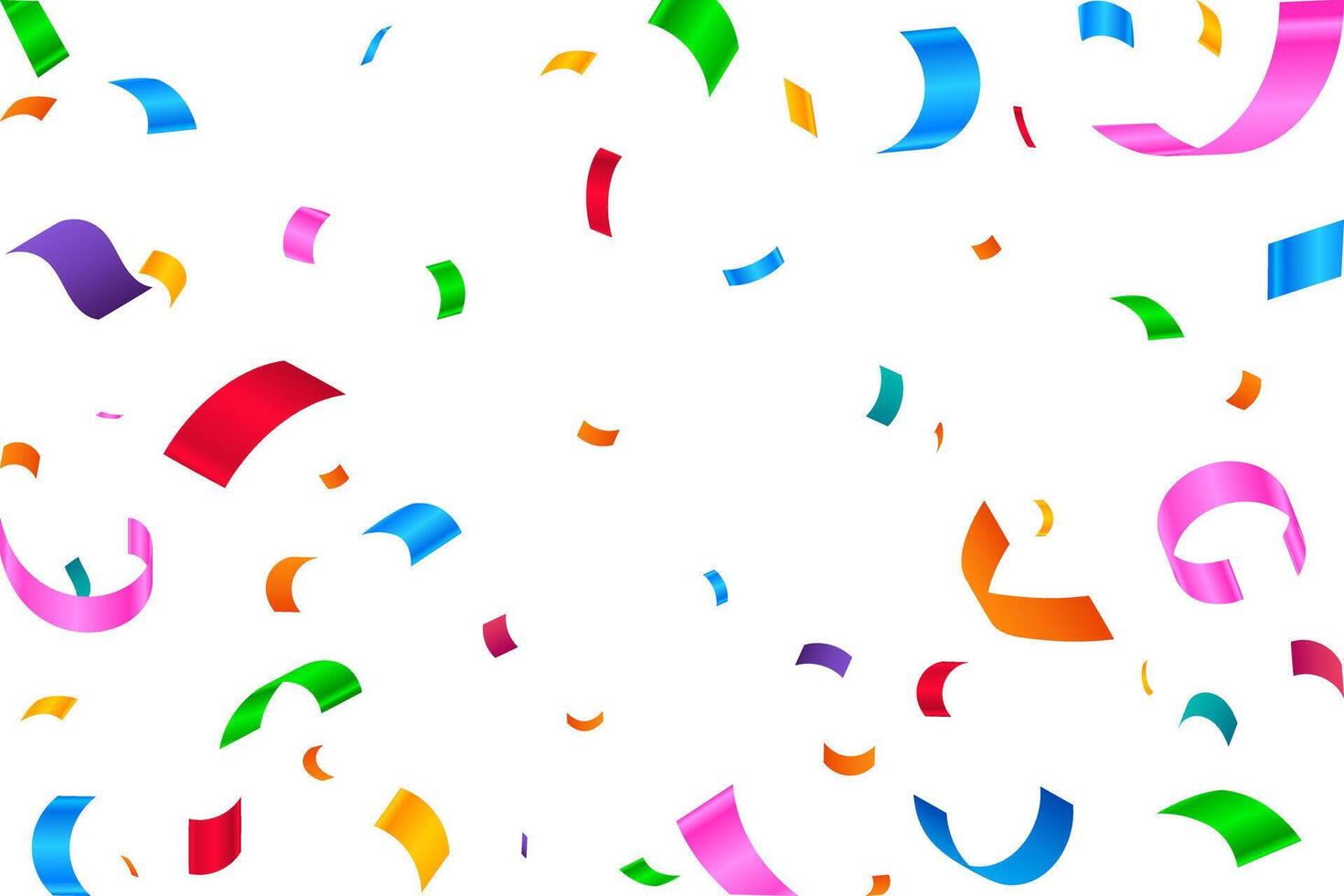 Colorful confetti explosion on white. Party decoration frame for birthday, anniversary, celebration, holiday flyer. vector