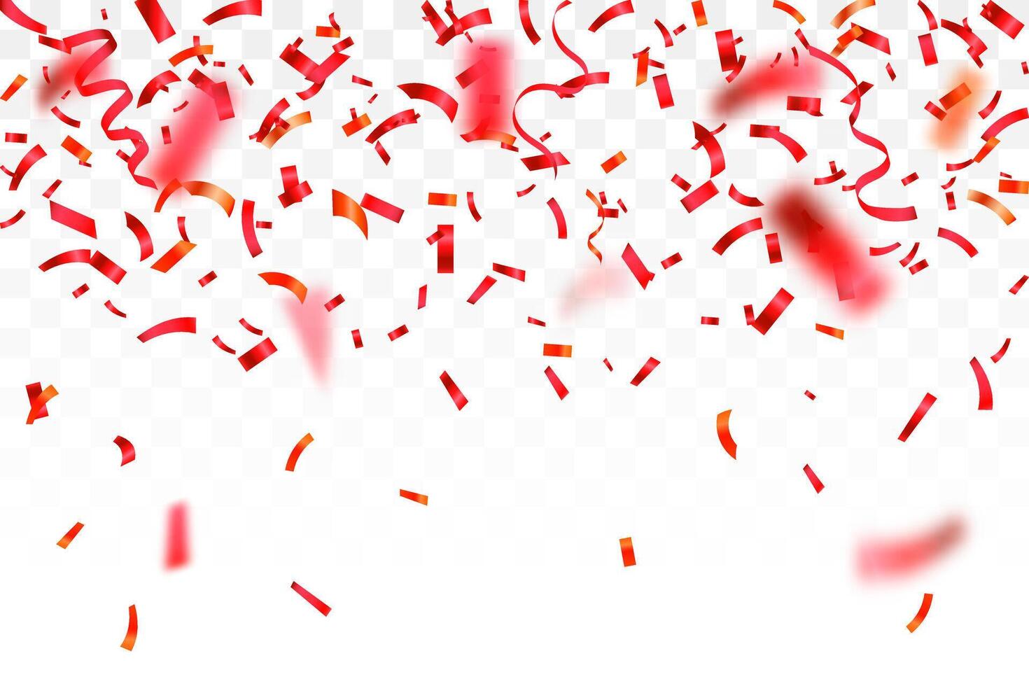 Red confetti. Confetti celebration party background design, Falling shiny red confetti isolated on transparent background. Party, birthday, Holiday banner template. vector
