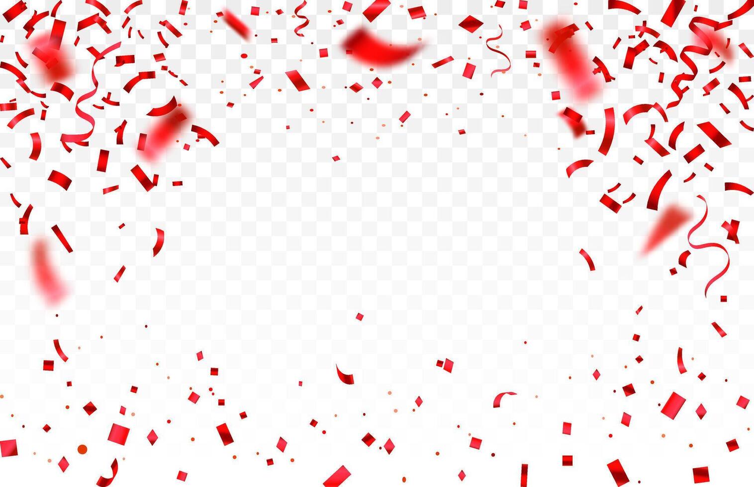 Red color confetti. Falling shiny red confetti isolated on white. Bright festive tinsel of red color. Luxury greeting rich card. vector
