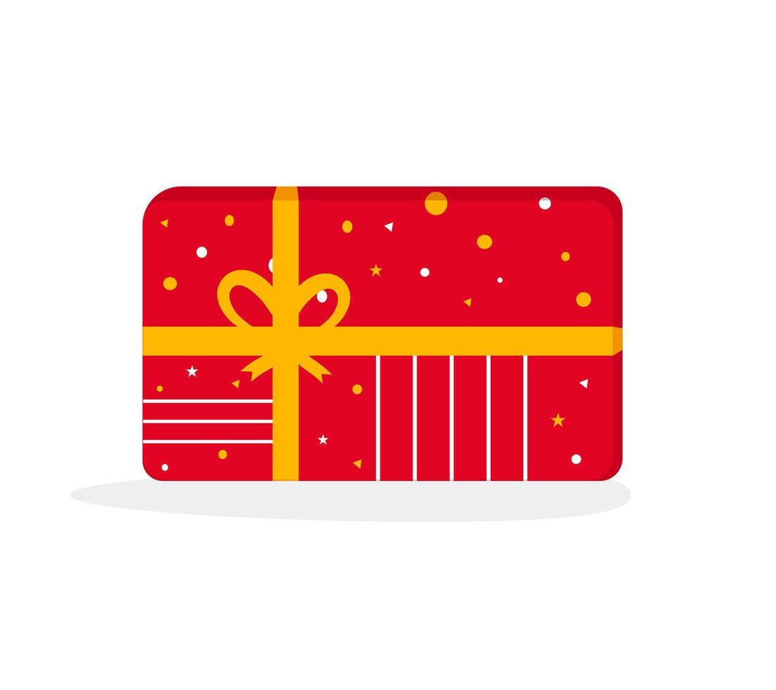 Red gift box. Illustration of isolated cartoon icon gift box with ribbon. Gift card flat design. special give away package vector