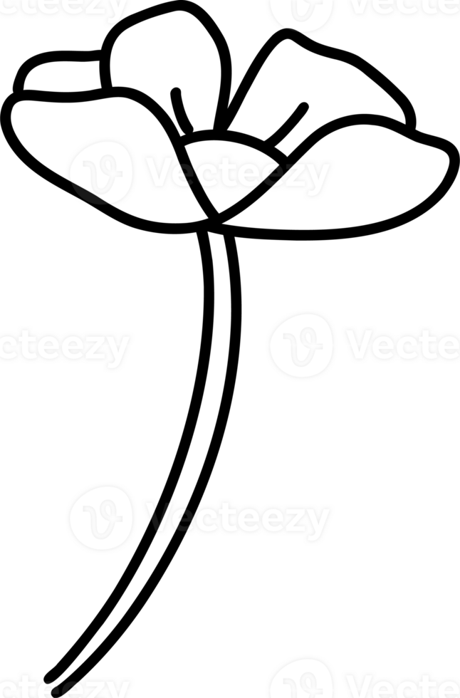 Retro Flower with stem doodle png