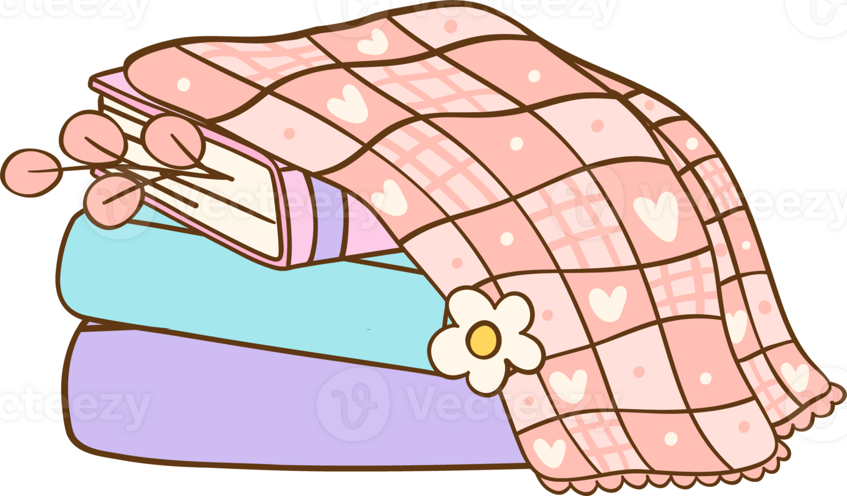 Groovy Winter Bookish doodle Pastel books with blanket png