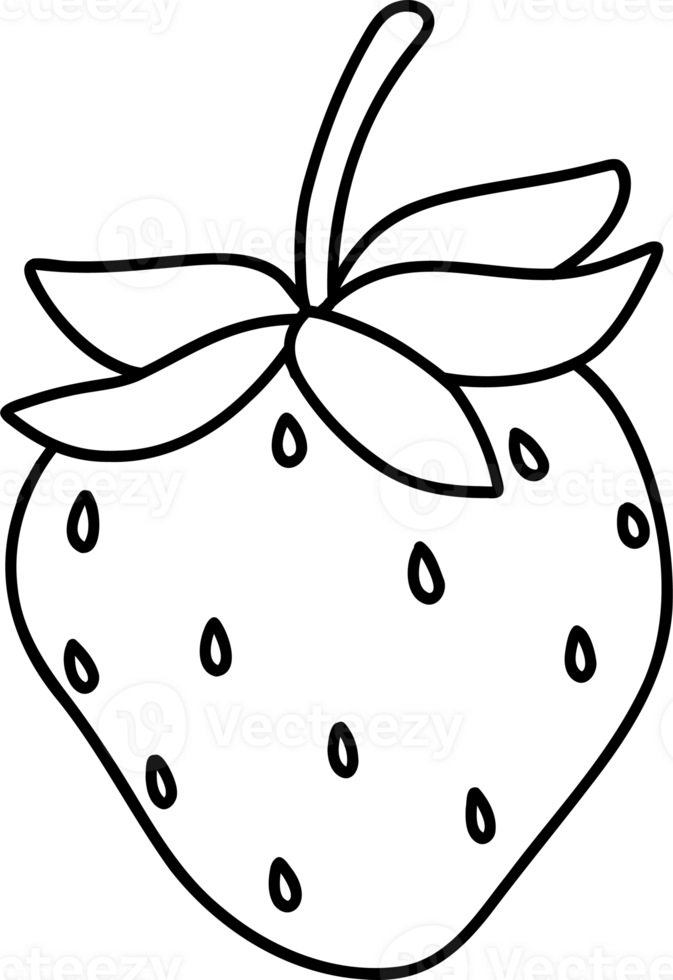 Retro Strawberry coloring image outline png