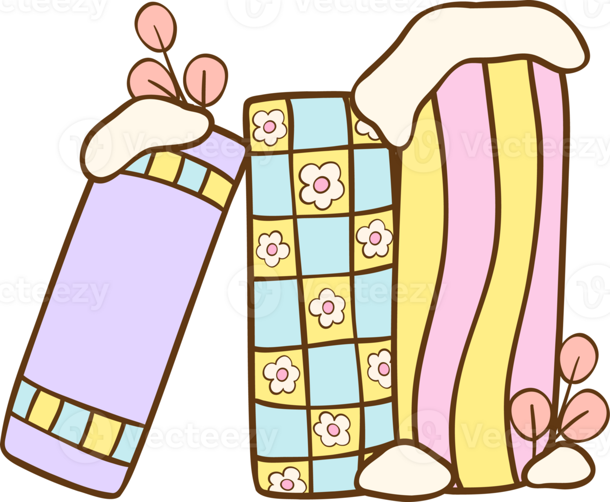 Groovy Winter Pastel bookish book piled Illustration Pastel Bookish png