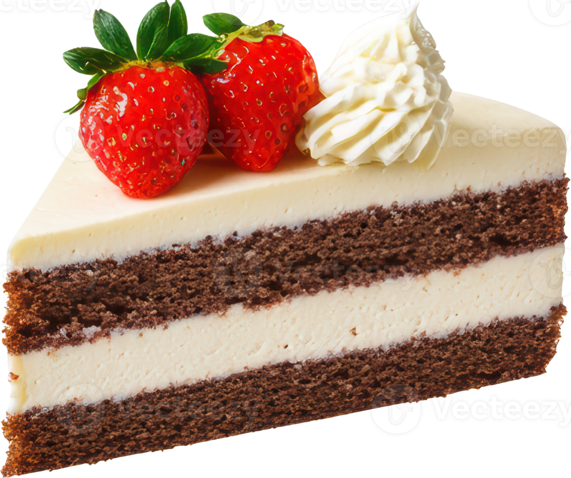 Delicious Chocolate Strawberry Cake Slice Sweet Dessert Creamy Frosting Birthday Treat Food png