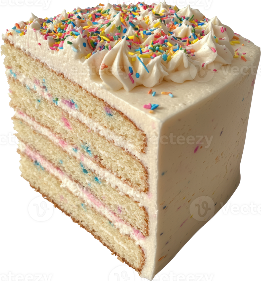 Delicious Multi Layered Sprinkle Cake Slice Birthday Treat Sweet Confectionery png