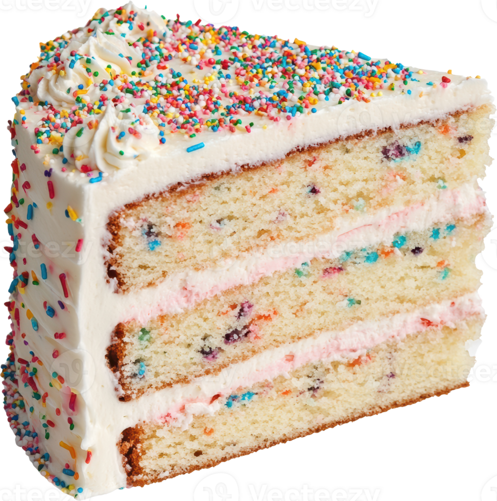 Delicious Multilayer Funfetti Cake Slice with Sprinkles png
