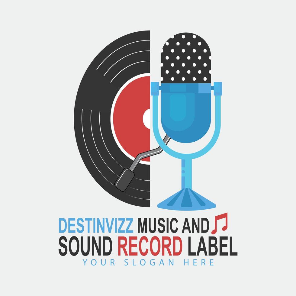 music and sound record label logo. logo design. logo for music vector