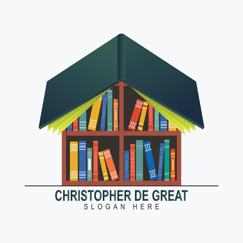 logo for library, book shop vector