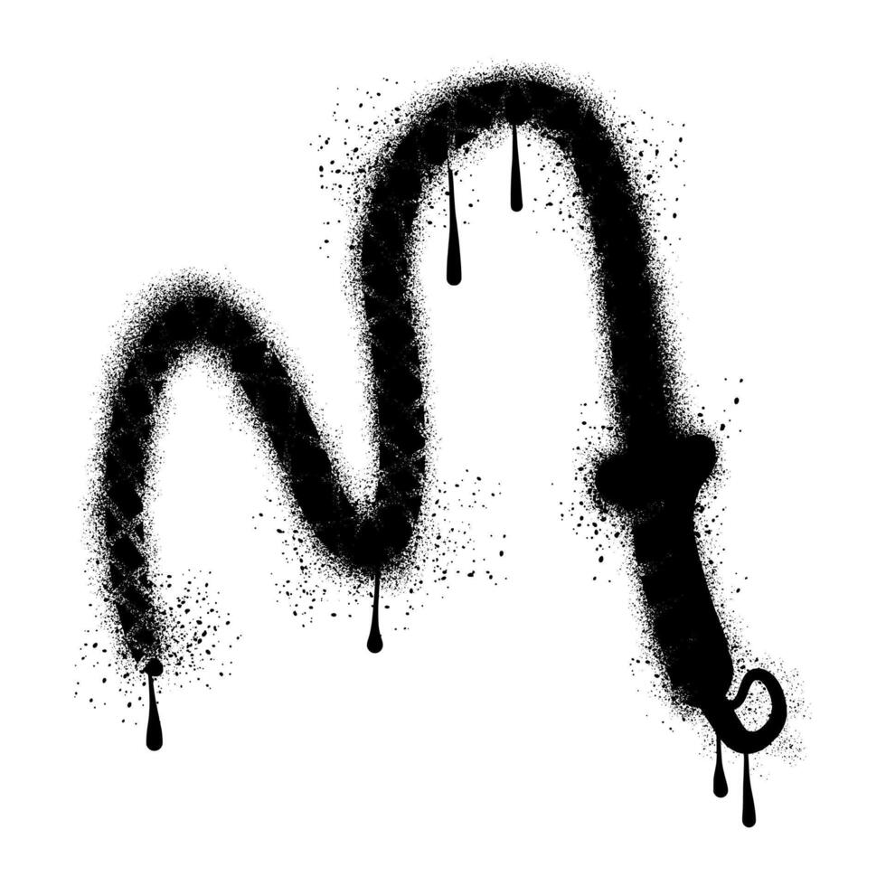 Drawing whip graffiti with black spray paint vector