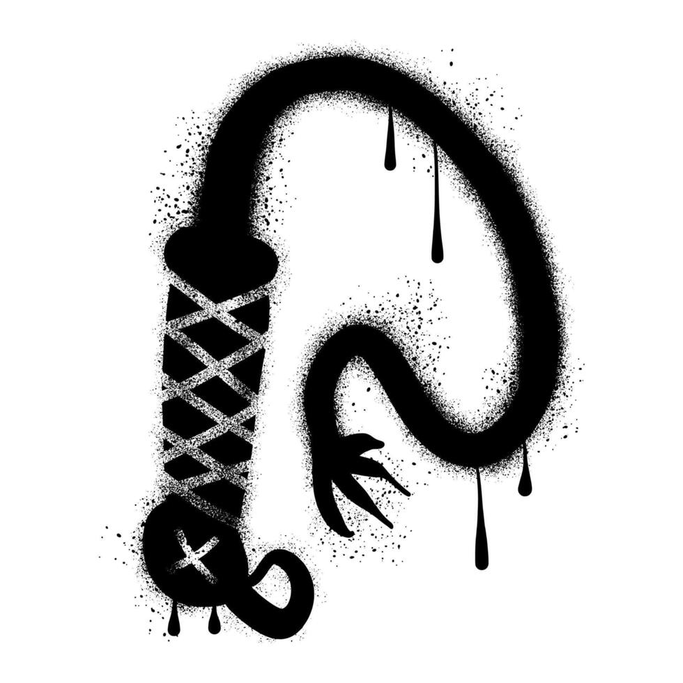 Hand drawn whip graffiti with black spray paint vector