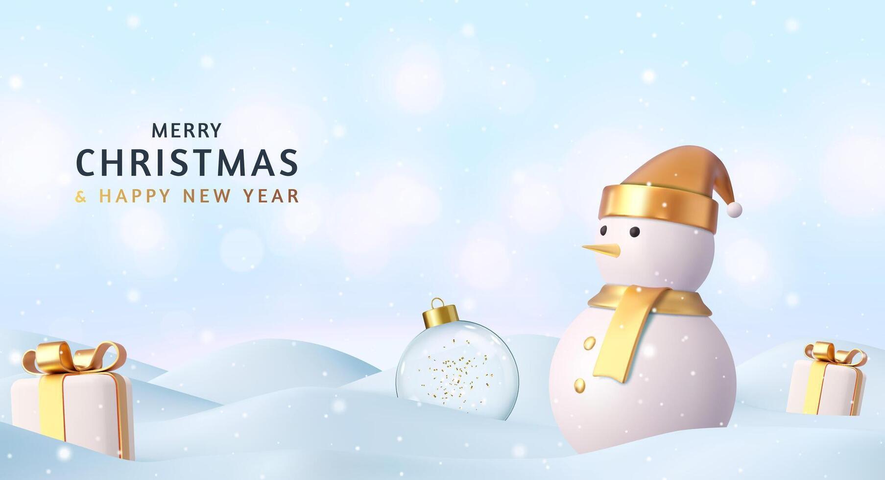 3d Merry Christmas and Happy New Year. vector