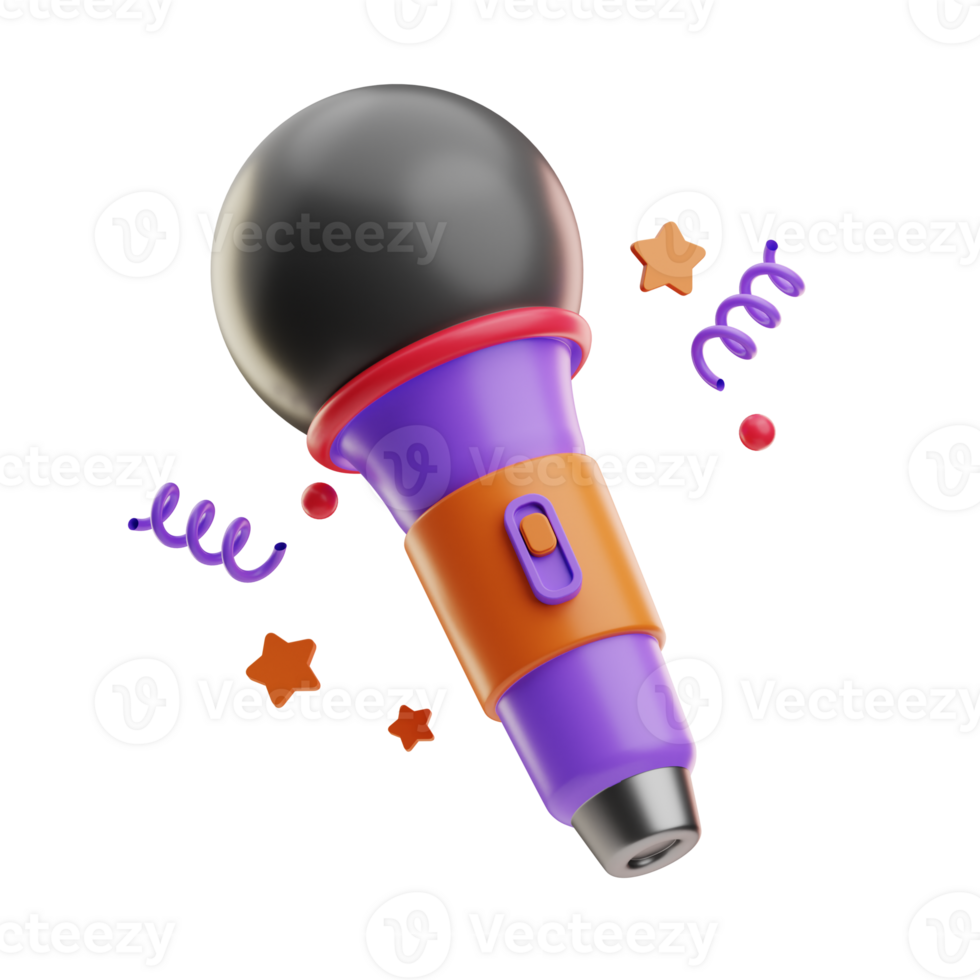 Microphone New Year illustration 3D png