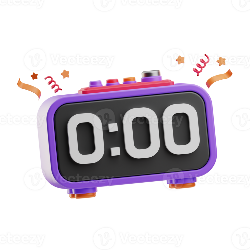 Digital Alarm Clock New Year illustration 3D png