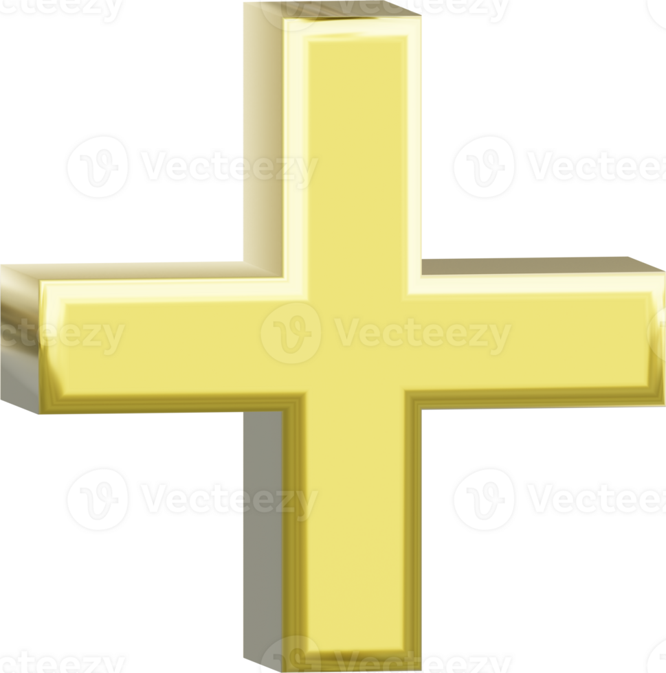 A gold Plus sign isolated. png