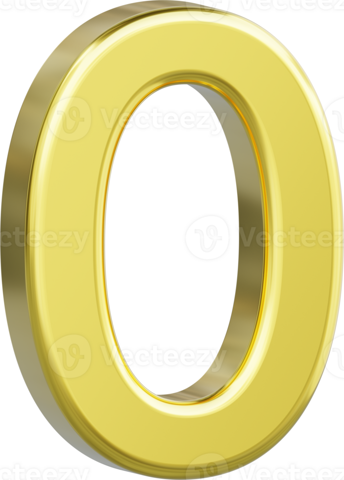 un' oro numero zero, 0 isolato. png