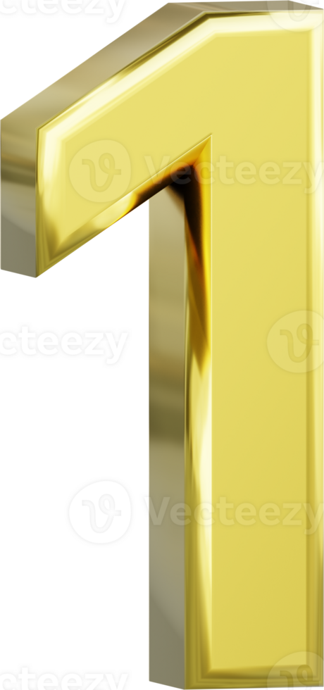 A gold number one, 1 isolated. png