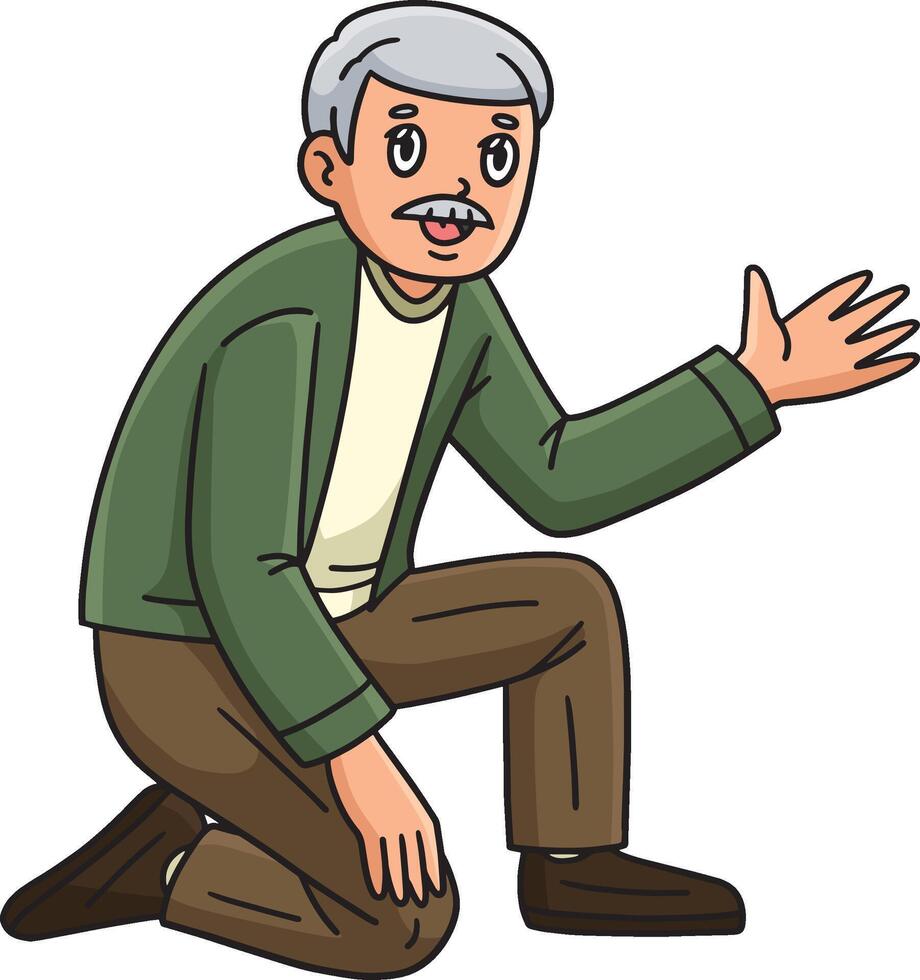 Bar Mitzvah Kneeling Father Cartoon Clipart vector