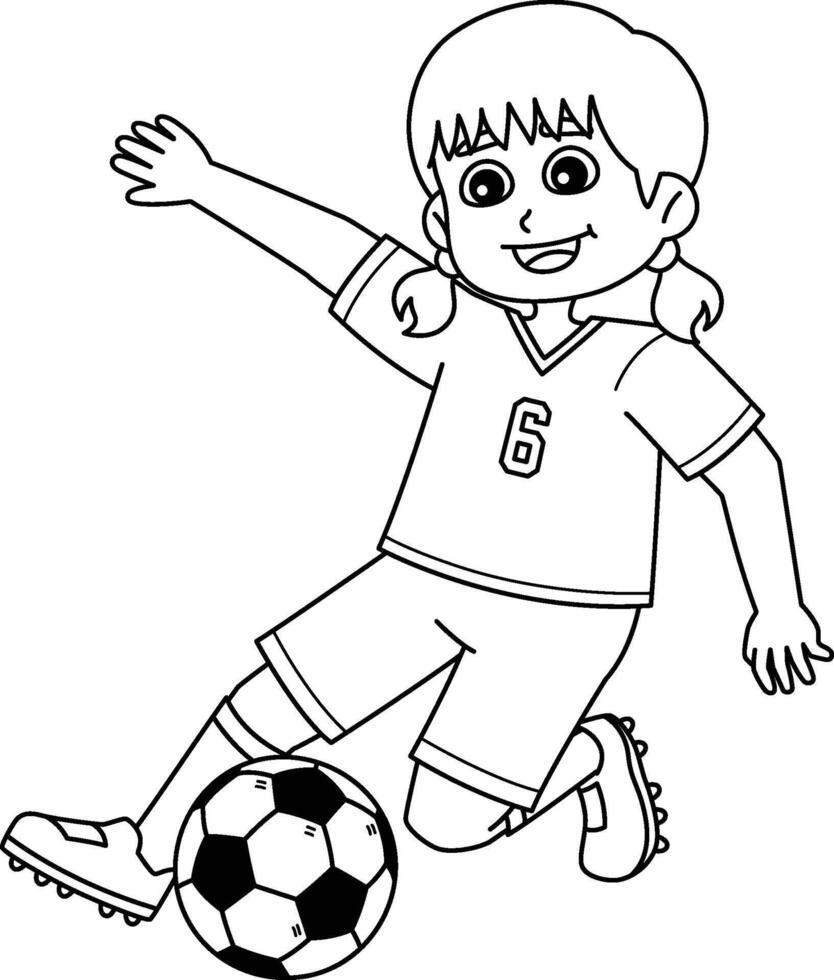 Female Soccer Player at Soccer Field Isolated vector