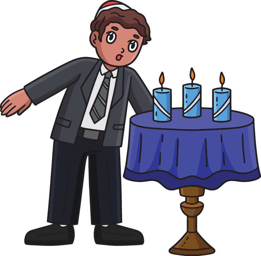 Bar Mitzvah Boy Blowing Candles Cartoon Clipart vector