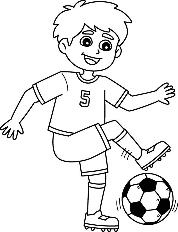 Male Soccer Player Doing Tricks Isolated Coloring vector