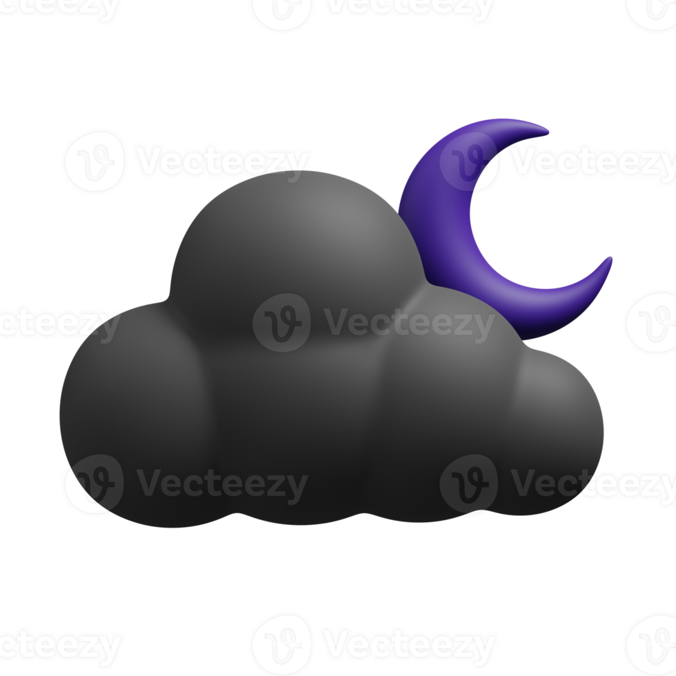 3d render cloudy night illustration png