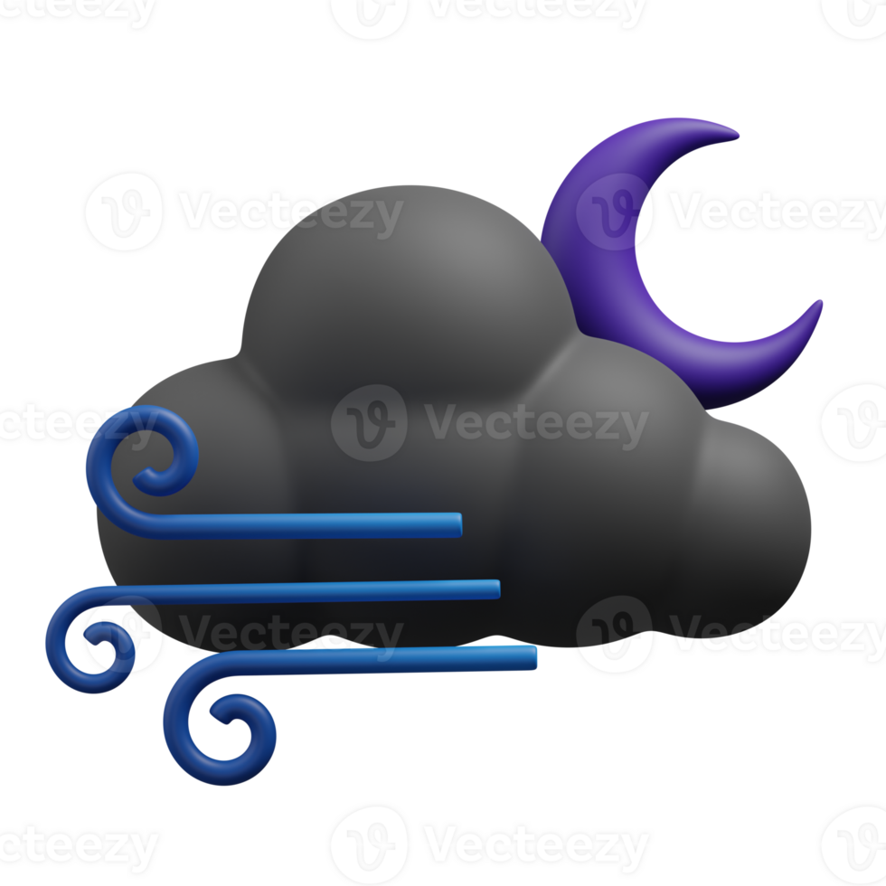 3d render cloudy and windy night illustration png