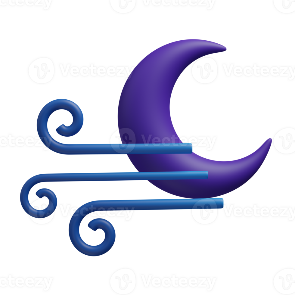 3d render WINDY NIGHT illustration png
