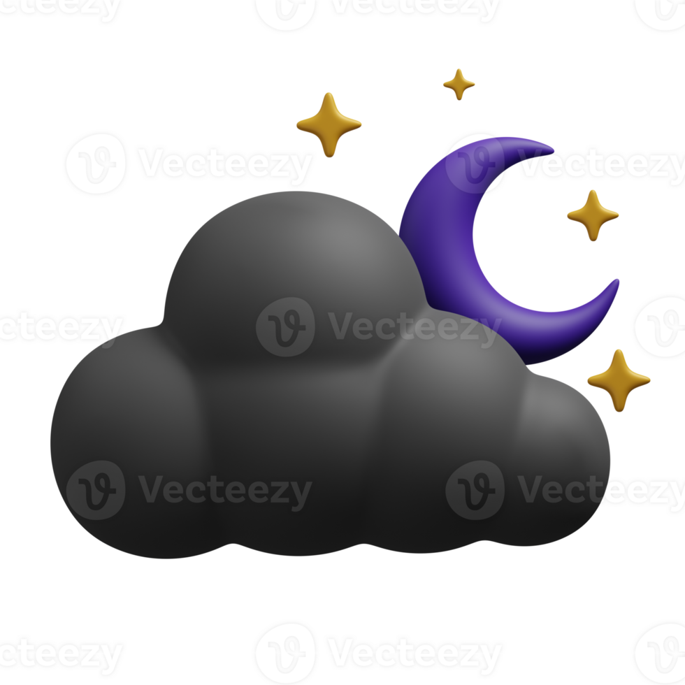 3d render cloudy night with stars illustration png