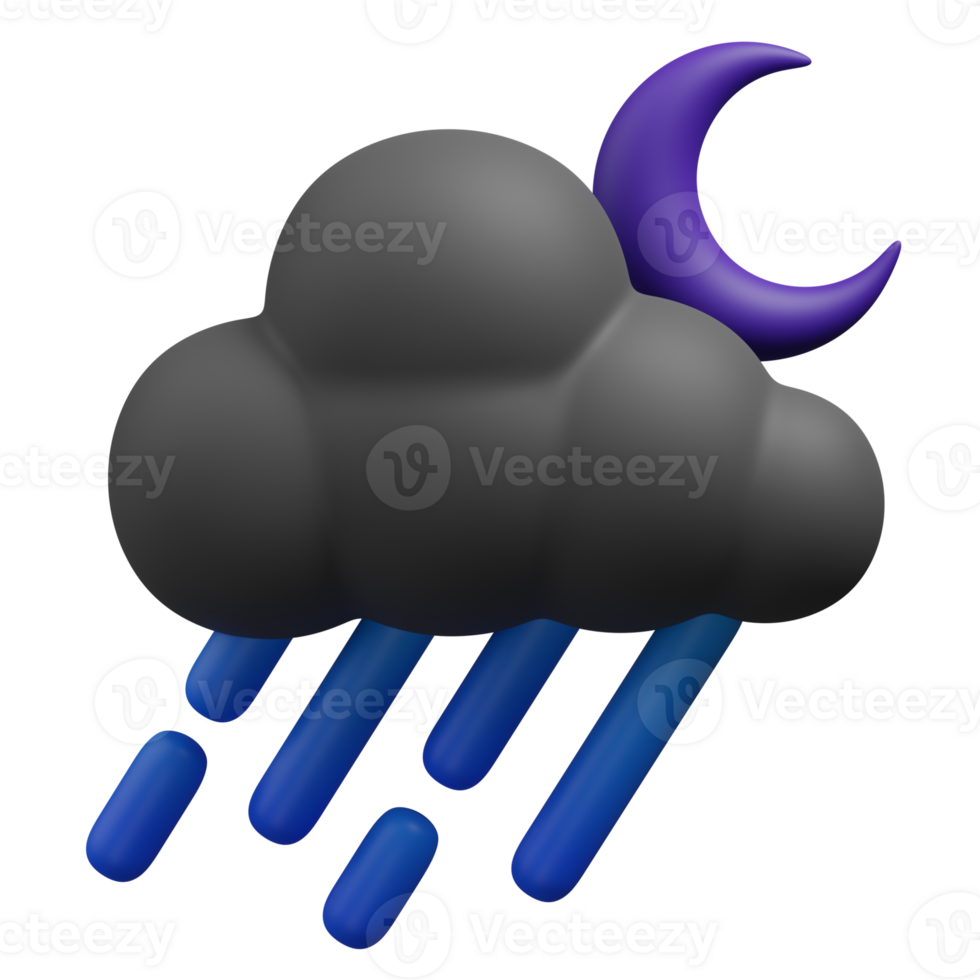 3d render Rainy Night illustration png