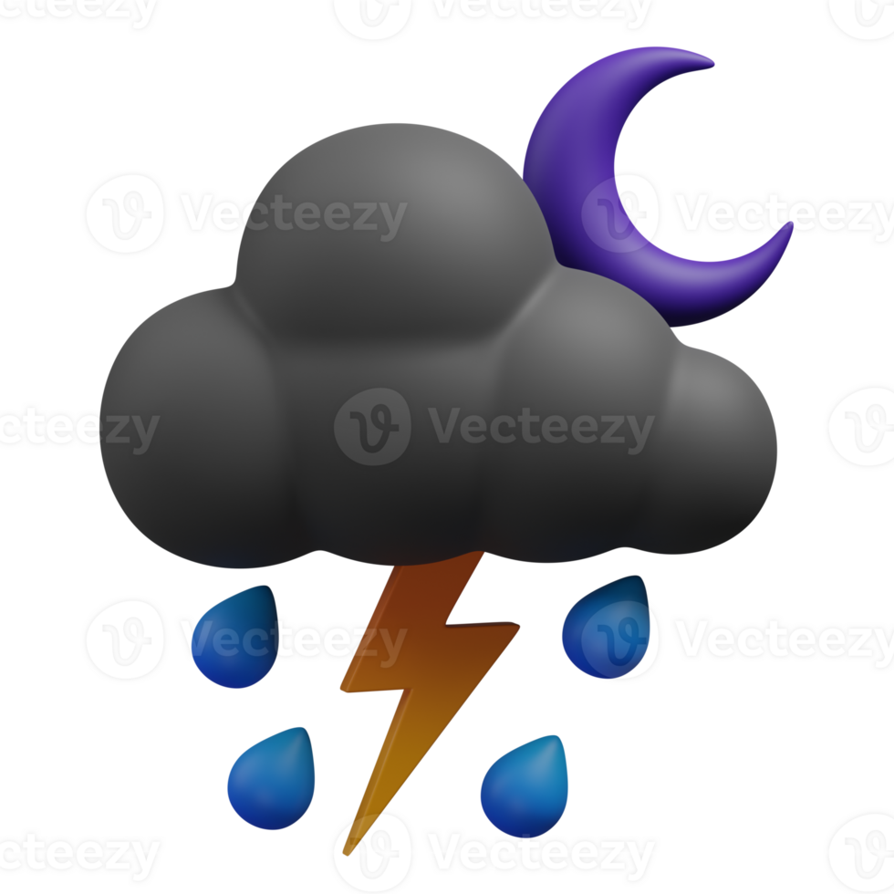 3d render lightning AND dizzlY IN NIGHT illustration png
