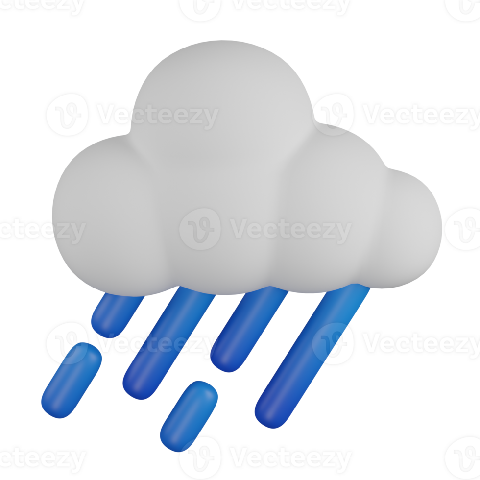 3d render raining illustration png