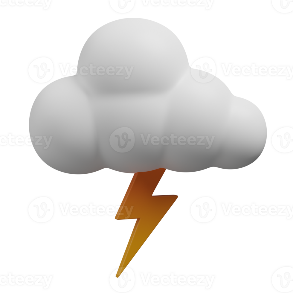3d render cloud-thunder day illustration png