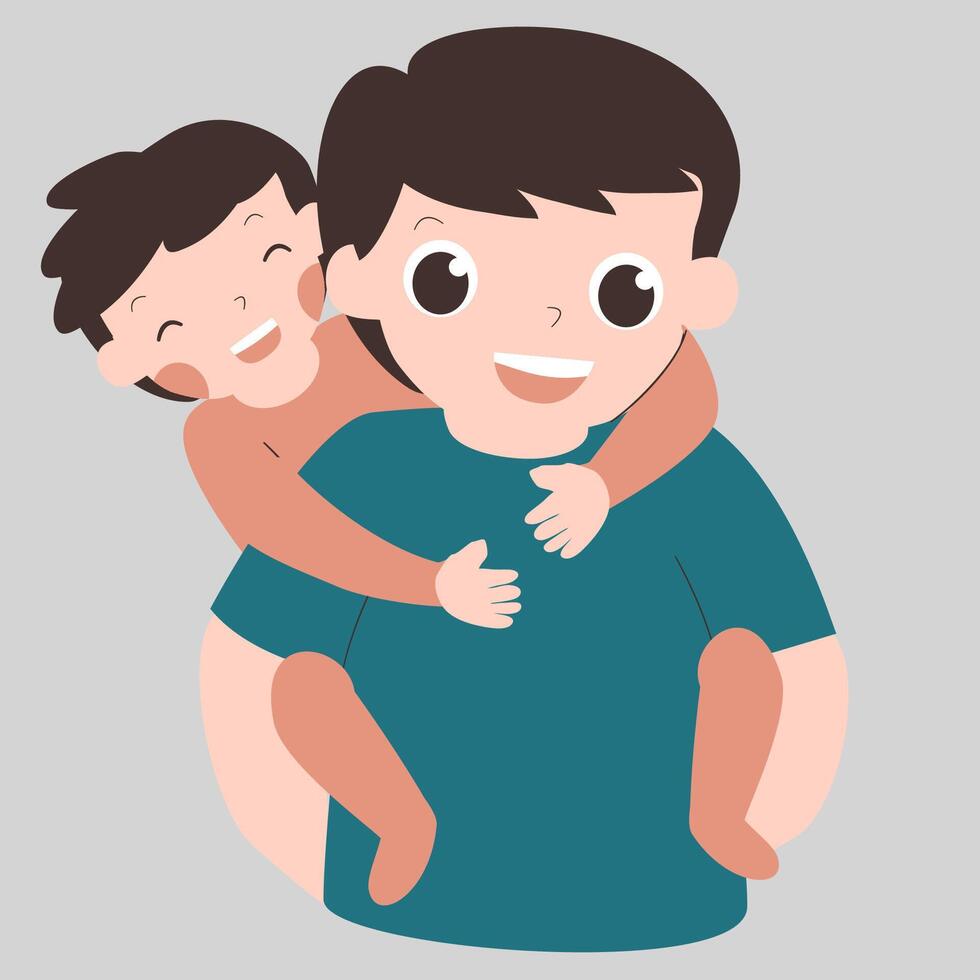 Father holding son illustration vector