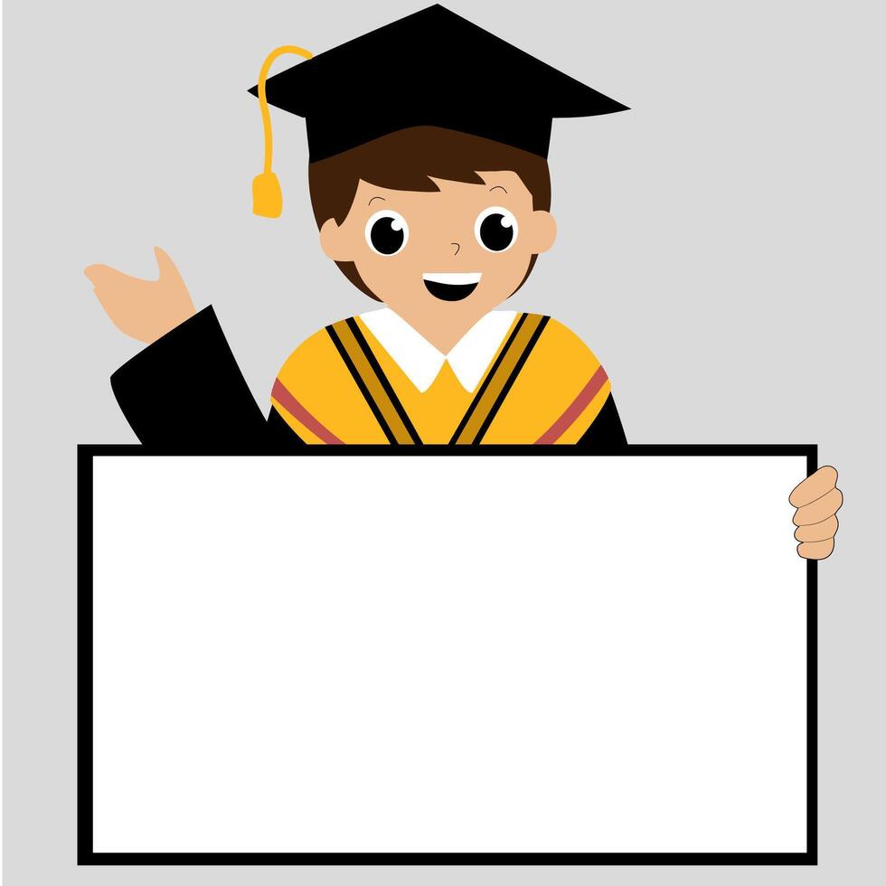 Graduation Cartoon with blanksign illustration vector