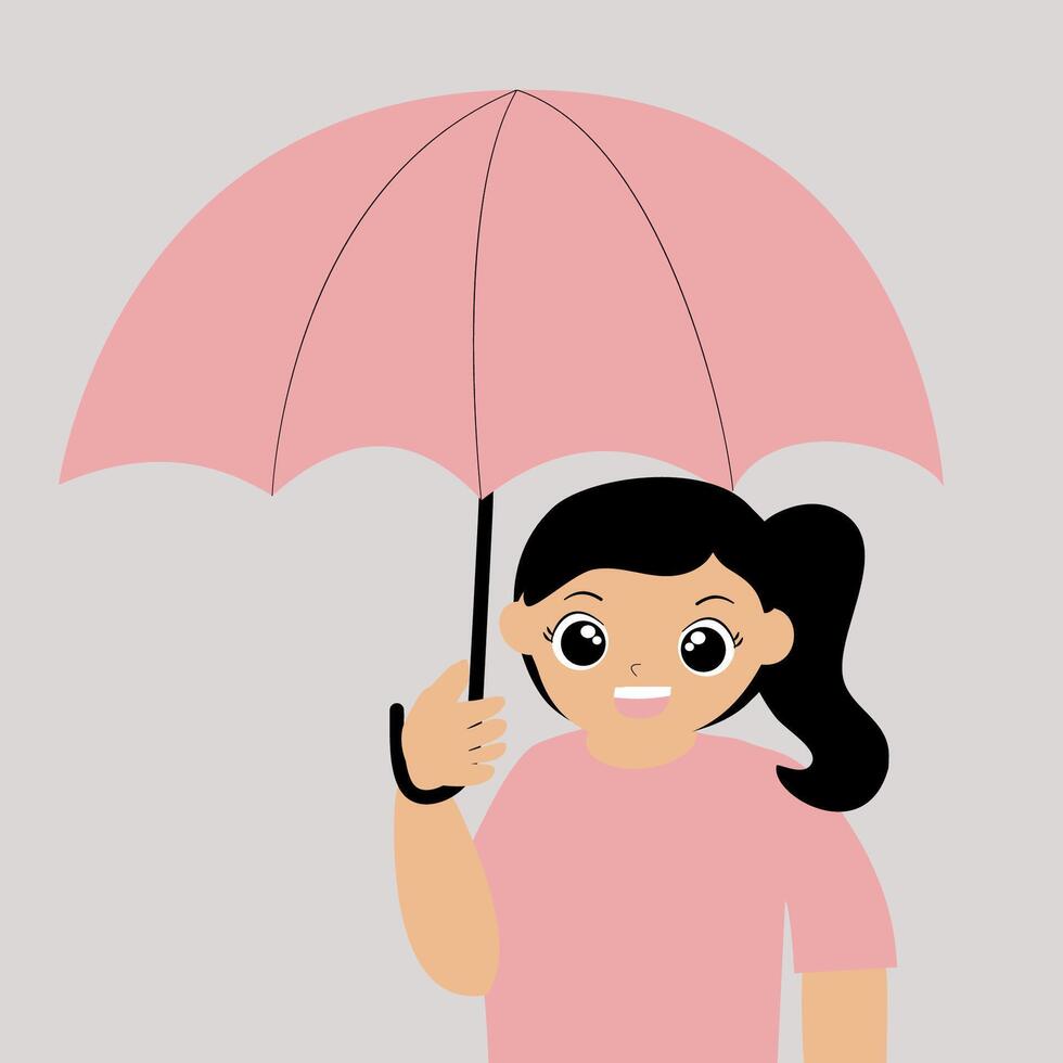 Cute girl holding umbrella vector
