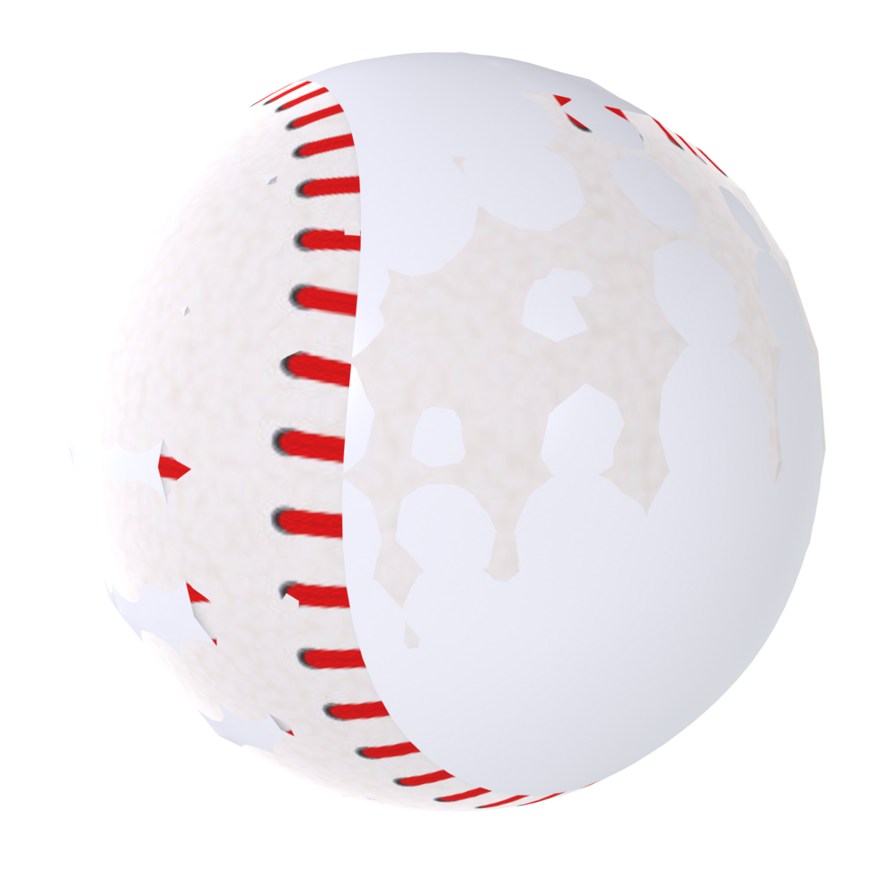 White baseball with red stitching in a slightly worn condition png
