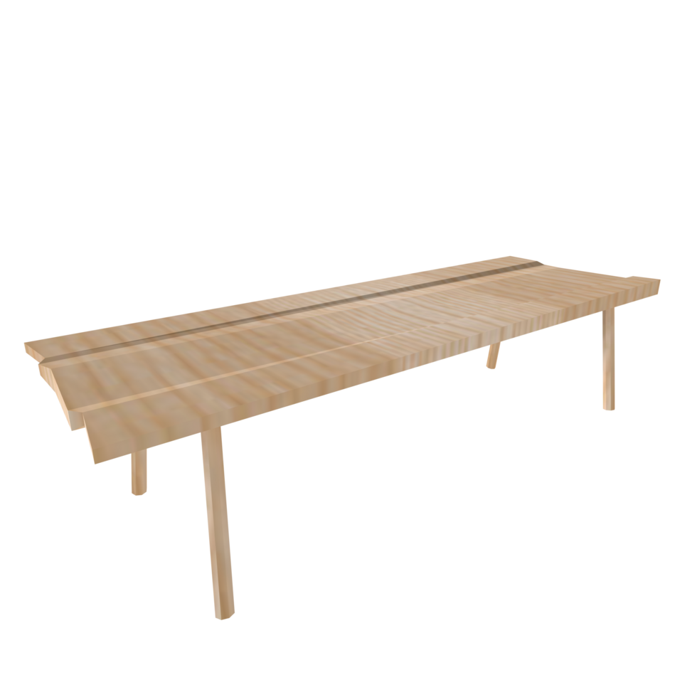 Modern wooden table with unique design features in a minimal setting png
